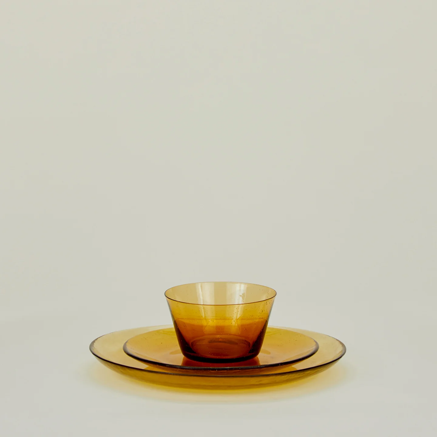 Glass Dinner Plate - Amber - Image 4